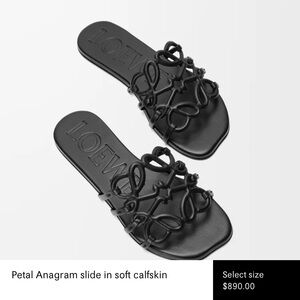 Loewe Petal Anagram Sandals in Black Calfskin